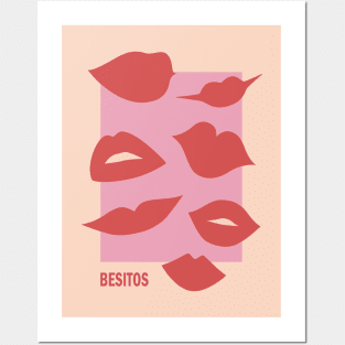 Besitos, Red lips, Kiss, Y2K decor, Retro poster, Fashion decor, Pink red art print, Valentine's day Posters and Art